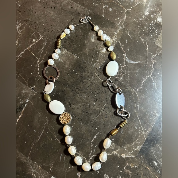 Silpada,  Pearl, Brown Lip Shell, Mother-of-Pearl Copper and Brass Necklace - Picture 4 of 4